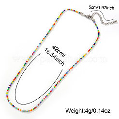 Boho Glass Seed Beaded Necklaces with 304 Stainless Steel End Chains&nbsp;HZ6121-1