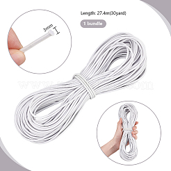 30ヤードのポリエステルゴム紐  ラウンド  ホワイト  3mm&nbsp;EW-WH0019-05B