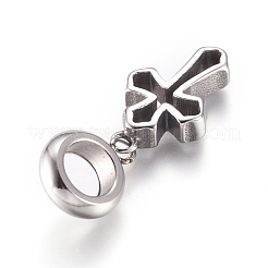 304ステンレススチール製ヨーロピアンダングルチャーム  大穴ペンダント  クロス  アンティークシルバー  10mm  クロス：16x9x3mm  穴：5mm&nbsp;OPDL-G010-03AS
