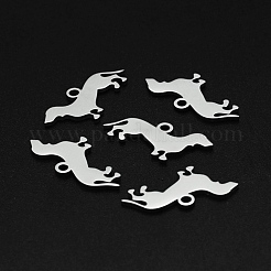 変色しない201ステンレススチールペンダント  レーザー切断  ダックスフント  ステンレス鋼色  10x19x1mm  穴：1.6mm&nbsp;STAS-R111-JA692