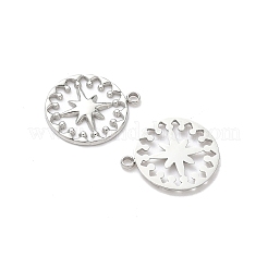304ステンレスペンダント  スターチャーム付きフラットラウンド  変色防止  ステンレス鋼色  16.5x14x1mm  穴：1.5mm&nbsp;STAS-H483-30P