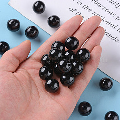 不透明なアクリルビーズ  ラウンド  ブラック  16x15mm  穴：2.8mm  約220個/500g&nbsp;MACR-S370-C16mm-S002