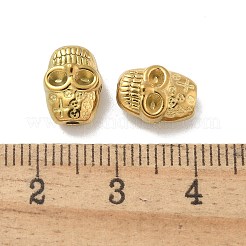 304ステンレススチールビーズ  18KGP本金メッキ  スカル  10x8x5.5mm  穴：1.5mm&nbsp;STAS-F309-A06