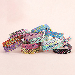 Cotton Braided Wave Pattern Cord Bracelet&nbsp;FIND-PW0013-002