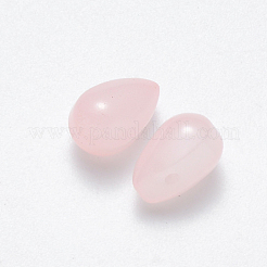 模造ヒスイガラスのチャーム  ティアドロップ  パールピンク  9x6x6mm  穴：1mm&nbsp;GLAA-R211-03-F04