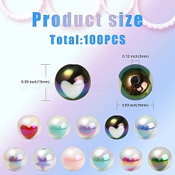 100Pcs Two Tone UV Plating Opaque Acrylic Beads&nbsp;OACR-CJ0001-34