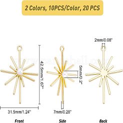 20本2色合金ペンダント  アクリルパールビーズ付き  きらきら星  ミックスカラー  42.5x31.5x7mm  穴：2mm  10個/スタイル&nbsp;FIND-FH0003-49