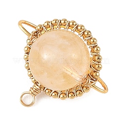 Natural Yellow Hematoid Quartz Copper Wire Wrapped Pendants&nbsp;PALLOY-TA00426-03