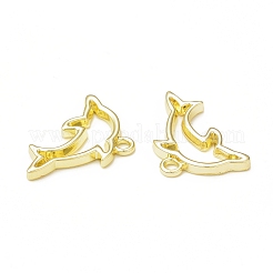 Rack Plating Alloy Dolphin Open Back Bezel Charms&nbsp;FIND-G052-39LG
