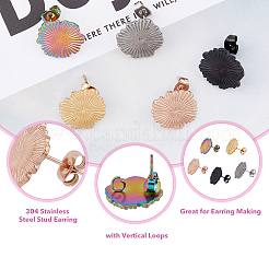 20Pcs 5 Color 304 Stainless Steel Stud Earring Finding&nbsp;STAS-DC0013-05