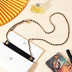 Braided PU Leather & Iron Chain Bag Handles&nbsp;FIND-WH0143-21KCG-01