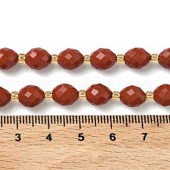天然石レッドジャスパービーズ連売り  多面カット  ライス  シードビーズで  8x7mm  穴：0.8mm  約37個/連  15.75''（40センチメートル）&nbsp;G-F809-A50-01