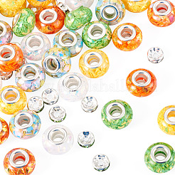 50Pcs 5 Colors Transparent Resin Rondelle European Beads&nbsp;RESI-TA0005-63A