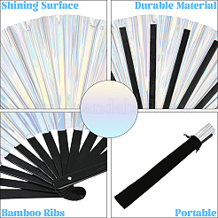 1Pc Bamboo with Oxford Fabric Glitter Powder Folding Fans&nbsp;AJEW-SP0003-77F