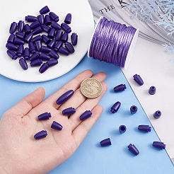 DIYジュエリー作りキット  ナイロン編組ストリングスレッドとプラスチック製の分離クラスプを含む  紫色のメディア&nbsp;DIY-PH0008-32