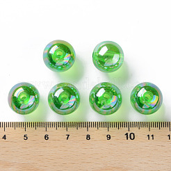 透明なアクリルビーズ  ABカラーメッキ  ラウンド  芝生の緑  16x15mm  穴：2.8mm  約220個/500g&nbsp;MACR-S370-B16mm-734