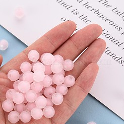 透明なアクリルビーズ  二層ビーズ  艶消し  多面カット  ラウンド  ピンク  9.5x9.5mm  穴：2mm  約1041個/500g&nbsp;TACR-S152-04C-SS2112