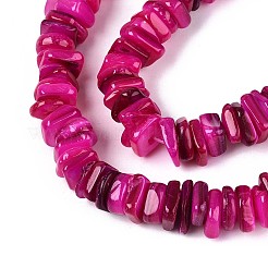 天然淡水シェルビーズ連売り  染め  ナゲット  濃いピンク  6~23x6~7x1.5~4mm  穴：0.7~0.8mm  約158~166個/連  15.16~15.55''（38.5~39.5センチメートル）&nbsp;SHEL-T020-40A