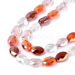 Electroplate Imitation Jade & Opaque & Transparent Glass Beads Strands&nbsp;EGLA-Q135-8x11MM-01A
