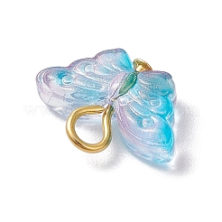 Golden Iron Flat Head Pins and Transparent Spray Painted Glass Beads Pendants&nbsp;PALLOY-JF03129