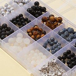 DIYジェムストーンブレスレット作成キット  天然および合成の混合石ビーズを含む  合金マグネットクラスプ  プラスチックチューブベイル＆ペンダント&nbsp;DIY-FS0003-40