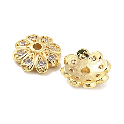 Brass Micro Pave Cubic Zirconia Bead Cap&nbsp;KK-H452-30G
