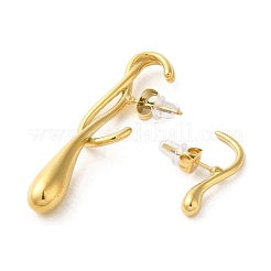 304ステンレススチールダングルスタッドピアス  ティアドロップ アシンメトリー イヤリング  ゴールドカラー  53x7mm  25.5x4mm&nbsp;EJEW-Q796-02G