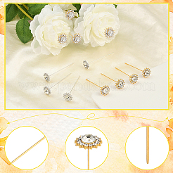 16個 2色合金クリスタルラインストーンヘッドピン  結婚式の花束の装飾用  ミックスカラー  13.5~14mm  8個/カラー&nbsp;FIND-SP0004-63