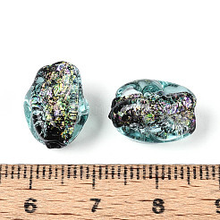 手作りのホイルランプワークビーズ連売り  ナゲット  空色  13~14.5x10~11x10~11mm  穴：1~1.4mm  約28個/連  14.57~14.76''（37~37.5センチメートル）&nbsp;FOIL-T008-07C
