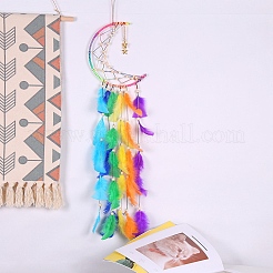 Rainbow Color Moon Feather Tassel Pendant Decorations&nbsp;PW-WG92679-01