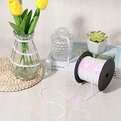 プラスチック製のスパンコール/スパンコールチェーンロール1ロール  ABカラー  ホワイト  6mm  1roll /セット&nbsp;FIND-CY0001-14B