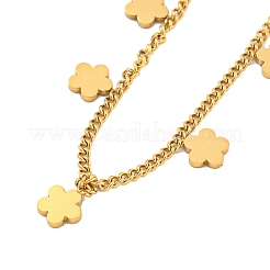 304ステンレススチールアズキチェーンネックレス  チャームネックレス  花  15.83インチ（40.2cm）&nbsp;NJEW-P311-03A-G