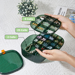 ペットプラスチック多層ジュエリーボックス  イヤリング、ネックレス、リング、保管用  正方形  濃い緑  15x15x7.5cm&nbsp;CON-WH0092-64