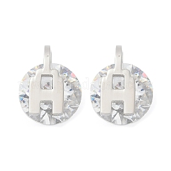 304ステンレススチールマイクロパヴェクリアキュービックジルコニアスタッドピアス  フラットラウンド  ステンレス鋼色  10x8mm&nbsp;EJEW-Z089-03P