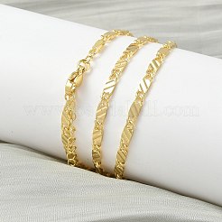 3MM Brass Textured Oval Link Chain Necklaces for Women&nbsp;NJEW-K271-11G