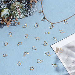 120Pcs 6 Styles 304 Stainless Steel Open Pendants&nbsp;STAS-AR0002-58G