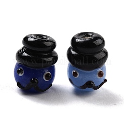 手作りランプワークビーズ  chistmasの場合  雪だるまヘッド  ミックスカラー  15~17x11.5~13mm  穴：2mm&nbsp;LAMP-I024-35