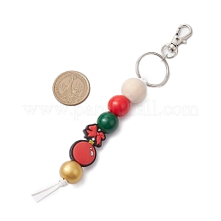 Christmas Themed Silicone Beads & Wood Beads Pendant Decorations&nbsp;HJEW-JM02379