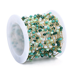 Glass Faceted Round Beaded Chains&nbsp;CHS-N003-07