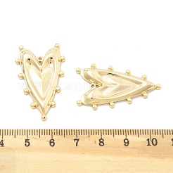 真鍮チャーム  カドミウムフリー＆ニッケルフリー＆鉛フリー  ハート  18KGP本金メッキ  36x21.5x3mm  穴：0.9mm&nbsp;KK-B134-34G