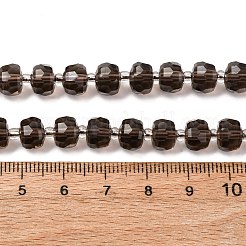 天然氷オブシディアンビーズ連売り  ロンデル  シードビーズで  多面カット  8x6mm  穴：1mm  約50個/連  15.43~15.55''（39.2~39.5センチメートル）&nbsp;G-T144-A01-01