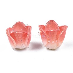 プラスチックビーズ  花  鮭色  13~15x9~15x9~15mm  穴：0.8~1.2mm&nbsp;KY-N015-037D