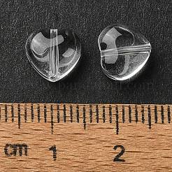 20個の透明なガラスビーズ  ハート  8x8.5x5mm  穴：1mm&nbsp;GLAA-Q103-01B
