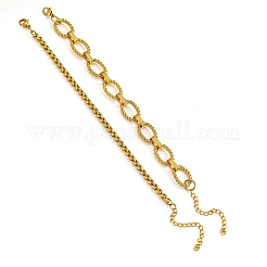 2Pcs 304 Stainless Steel Twisted Oval Link Chain & Wheat Chain Bracelets Set for Men&nbsp;WG27167-01