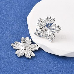 304ステンレススチールスタッドピアス  カドミウムフリー＆ニッケルフリー＆鉛フリー  ステンレス鋼色  花  21x21.5mm&nbsp;EJEW-I323-01P-02