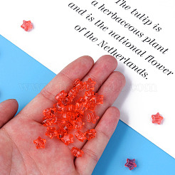 透明なアクリルビーズ  スター  サクランボ色  9x9.5x5.5mm  穴：2mm  約2000個/500g&nbsp;MACR-S373-45-B06