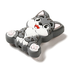 猫用シリコンフォーカルビーズ  DIYの看護ネックレス用  グレー  30x24x9.5mm  穴：2mm&nbsp;SIL-B069-01H