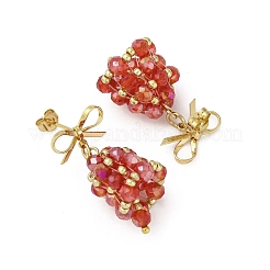 Christmas Bell Brass Dangle Stud Earrings&nbsp;EJEW-MZ00495-01