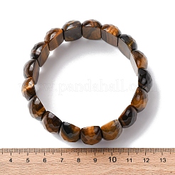 ユニセックスの楕円形の天然タイガーアイビーズストレッチブレスレット  ビーズ：25x13x8mm  内径：2-3/8インチ（6cm）&nbsp;BJEW-Z149-04