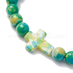 Adjustable Synthetic Ocean White Jade & Turquoise Beads Braided Bead Bracelets&nbsp;BJEW-JB11297-03